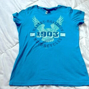 Harley Davidson blue tee shirt size medium
